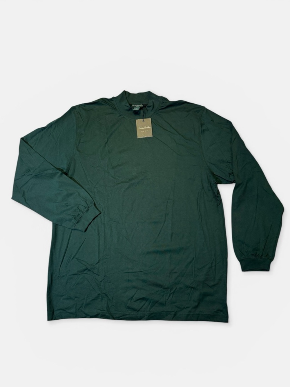 NEW Brooks Brothers mens 2XL XXL green solid Pima cotton long sleeve shirt NWT